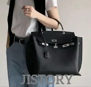 JISTORY 지스트리 스퀘어 벨트 핸들 백 large 블랙