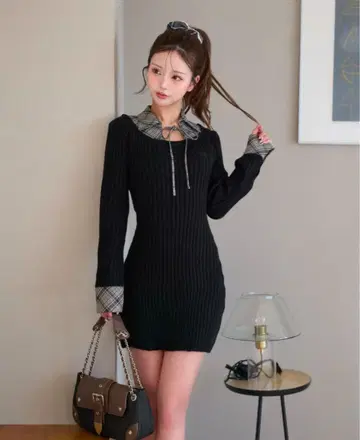 Darich 다리치 레이어드 니트 미니 원피스 택 포함 새상품