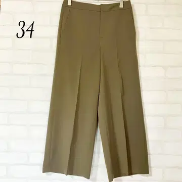 엠프리미어 블랙 와이드 팬츠 슬랙스 34 카키 센터 프레스