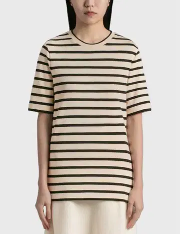 JIL SANDER 질 샌더 로고 패치 보더 코튼 T셔츠 S 사이즈