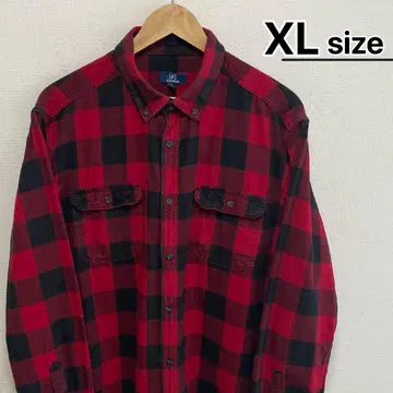 USA 구제 의류 플란넬 셔츠 XL 레드 블랙 빨검 버팔로 체크