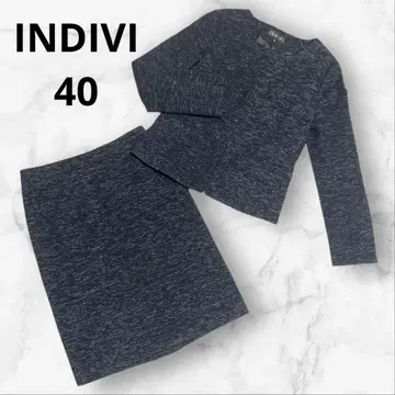 INDIVI 인디비 트위드 노카라 셋업 40 사이즈