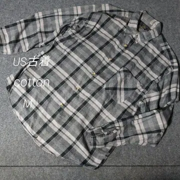 US 구제 의류 코튼 체크 무늬 플란넬 셔츠 M