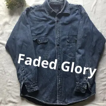 Faded Glory 데님 긴팔 셔츠 M 안감 플란넬 셔츠