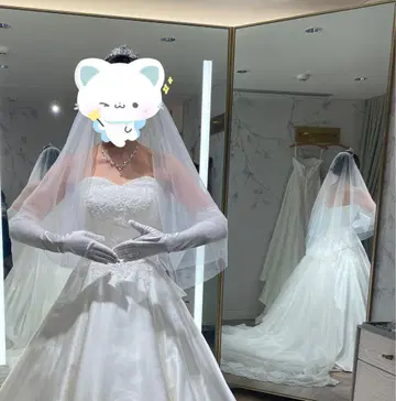 롱 웨딩 베일 빗 포함 튤
