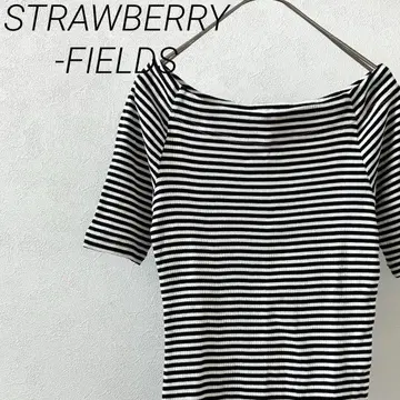 STRAWBERRY-FIELDS 티셔츠 보트넥 보더 래글런