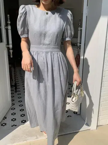 BIRTHDAY BASH 퍼프 슬리브 BC 린넨 리본 DRESS