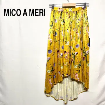 MICO A MERI 플레어 스커트 아코디언 무릎 아래 기장 꽃무늬