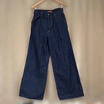 NEEDBY 다크 블루 와이드 팬츠 벨트 포함