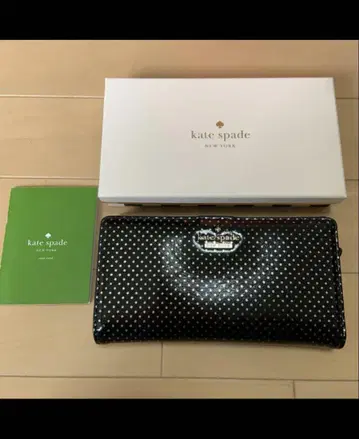 kate spade 도트 무늬 장지갑 박스 포함 블랙 이단 접이식