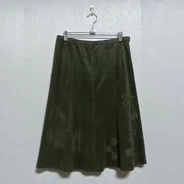 [ Leilian ] 레리안 (9) 롱 스커트 스티치 꽃 스웨이드