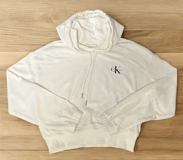 [새상품급] Calvin Klein 화이트 크롭 후드티