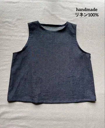 핸드메이드 베스트 린넨 100%