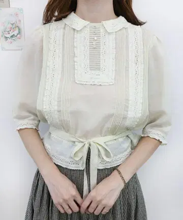 an another angelus 블라우스 새상품 fint 레이스 리본