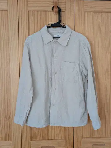베이지 코튼 린넨 셔츠 자켓 긴팔 셔츠 M UNIQLO