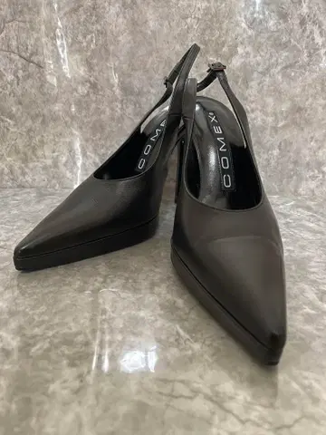 COMEX 블랙 하이힐 스틸레토 스트랩 백