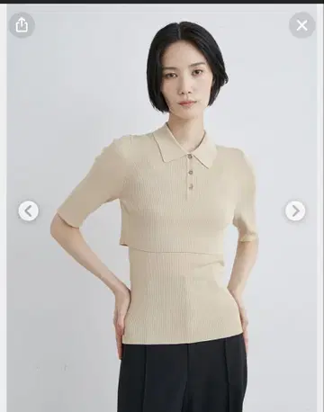 MIESROHE 미에 레이어드 반팔 립 니트