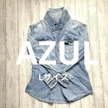 AZUL by moussy 데님 셔츠 긴팔 라이트 블루