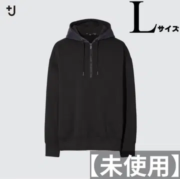 [ 미사용 ] UNIQLO +J 드라이 맨투맨 하프 지퍼 후드티 블랙 L