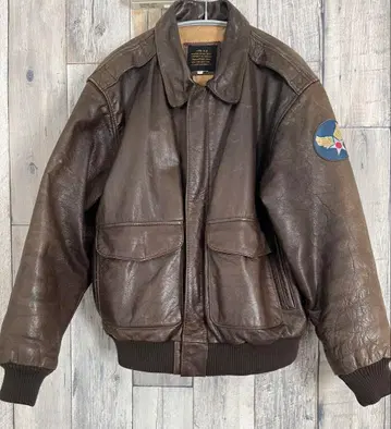 브라운 가죽 TYPE A-2 플라이트 자켓 40R