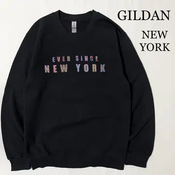 NEW YORK 뉴욕 컬러풀 맨투맨 블랙 GILDAN
