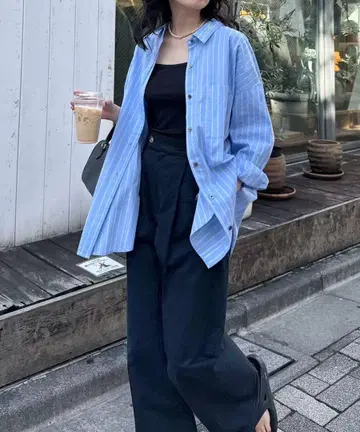 자수 오버 셔츠