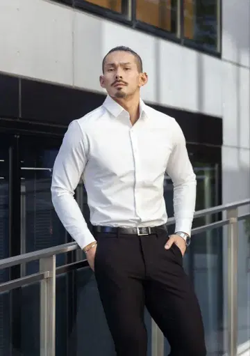 최상급 스트레치 와이드 칼라 셔츠