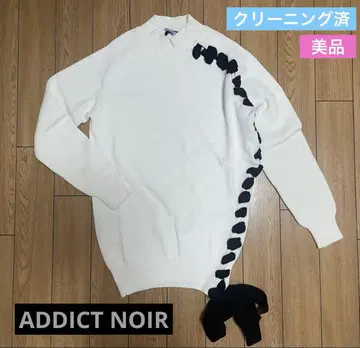 새상품급 ADDICT NOIR 화이트 니트 테이프 레이스업 면 100%