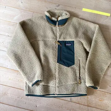 patagonia 플리스 자켓 S 베이지/다크 그린 레트로X