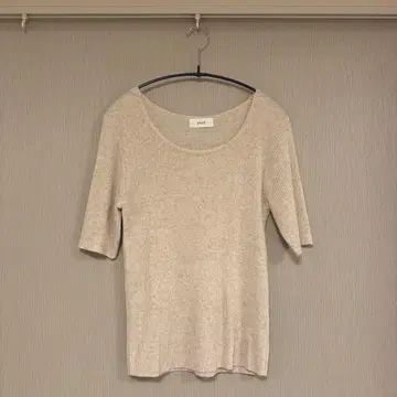 amel 에이멜 하프 슬리브 리브 니트 아이보리 오트밀