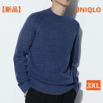 [ 새상품 ] 유니클로 미들 게이지 모크넥 스웨터 3XL 블루