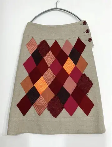 빈티지 handmade 아플리케 사다리꼴 스커트 (레어) 새상품급