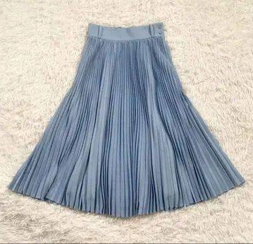 새상품급 하이크 플리츠 롱 스커트 플레어 블루 캐주얼 HYKE