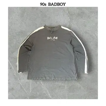 90s Y2K BADBOY 모크넥 자수 로고 사이드 라인 긴팔