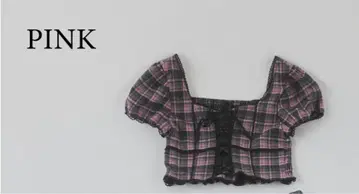 lilLilly 체크 레이스 상의 pink