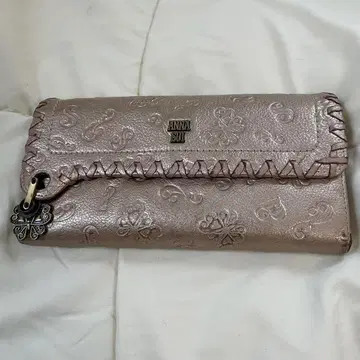 ANNA SUI 안나수이 달리아 장지갑 가마구치 핑크 골드 소가죽