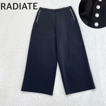 야마다야 래디에이트 펄 장식 와이드 팬츠 앵클 기장 블랙