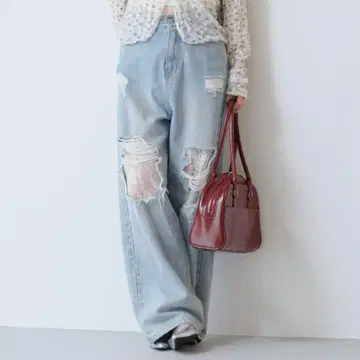 Kastane 레이스 데님 팬츠 블루 사이즈 0