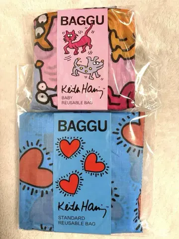 BAGGU 에코백 키스 해링 하츠 반려동물 세트 토트백