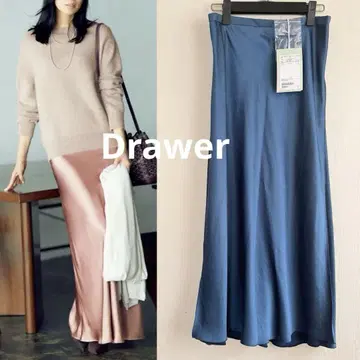 가을 코디 새상품 택 포함 Drawer 새틴 스커트 코발트 블루 드로어
