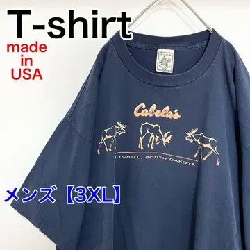 YAZ17 [미국제] 반팔 T셔츠 [남성용 3XL] 네이비 싱글 스티치
