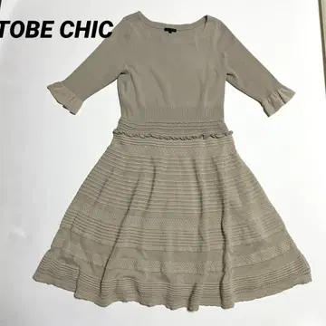 TO BE CHIC 니트 원피스 프릴 패턴 레이스 빅 사이즈 42
