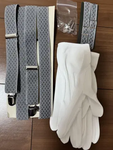 타카미 브라이덜 화이트 긴팔 셔츠와 서스펜더 세트