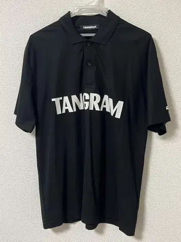 TANGRAM 블랙 피케 셔츠 기하학 패턴 L 사이즈