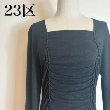 23구 라메 샤기 스퀘어 티셔츠 긴팔 빅 사이즈 44