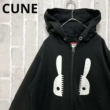 CUNE 큔 토끼 반으로 갈라진 지퍼 후드티 M 속기모 더블 지퍼