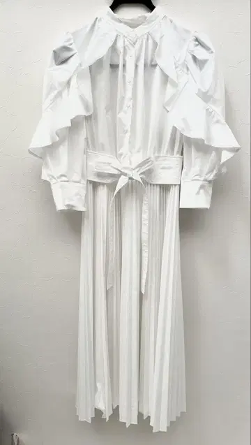 SNIDEL 화이트 프릴 셔츠 원피스