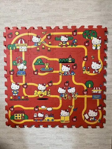 헤이세이 레트로 레어 헬로키티 퍼즐 소프트 레일 매트