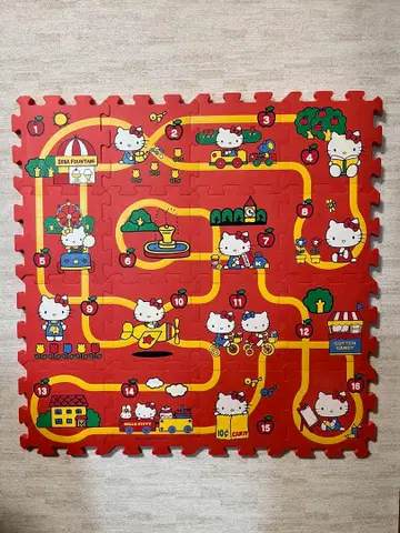 헤이세이 레트로 레어 헬로키티 퍼즐 소프트 레일 매트
