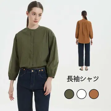 코튼 100% 플레어 디자인 긴팔 셔츠